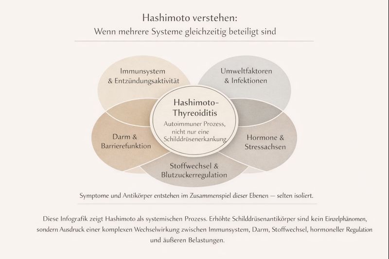 Infografik Hashimoto verstehen: Wenn mehrere Systeme beteiligt sind