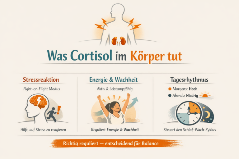 Was Cortisol im Körper tut - Stressreaktion, Energie & Wachheit, Tagesrhythmus